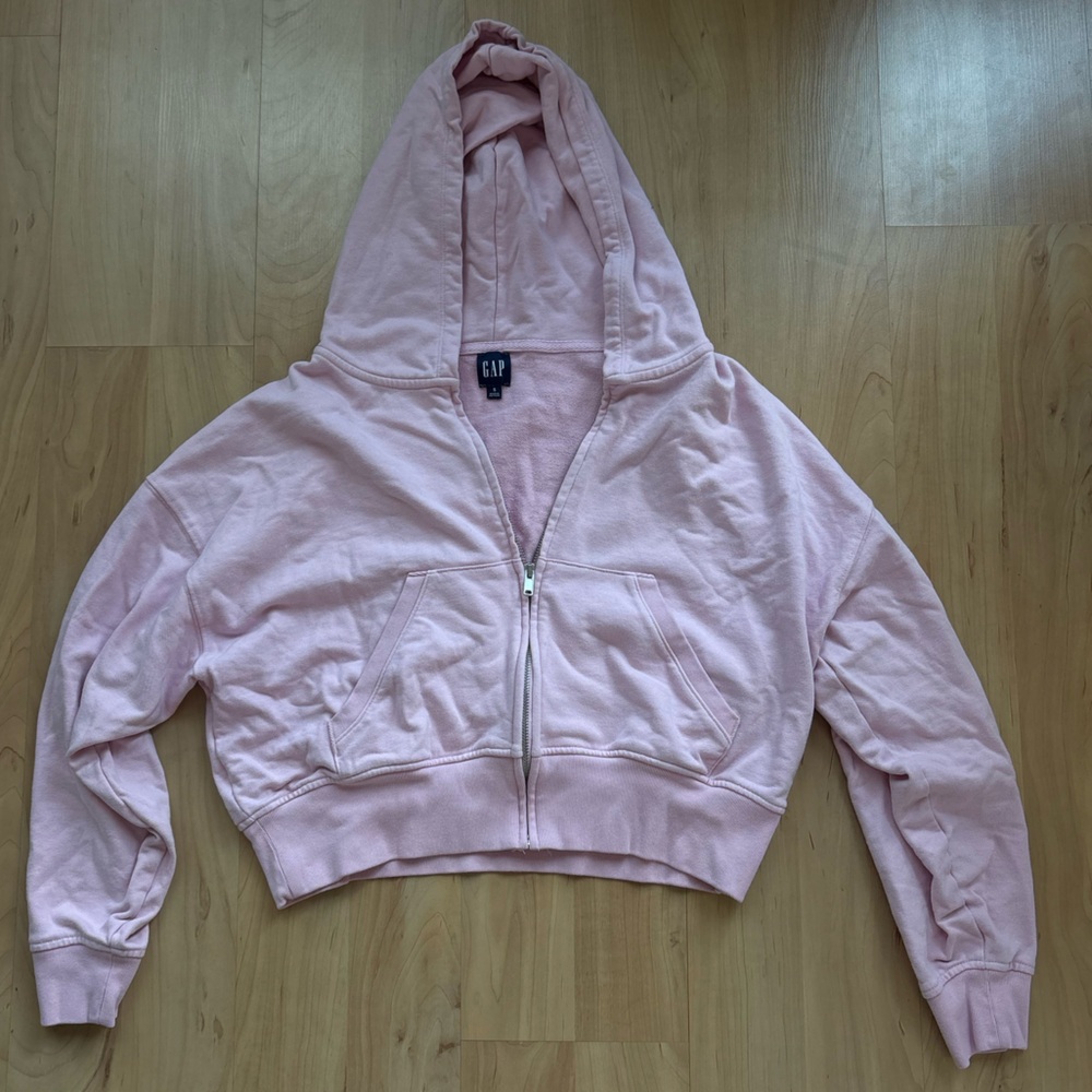 GAP Light Pink Cropped Zip Hoodie